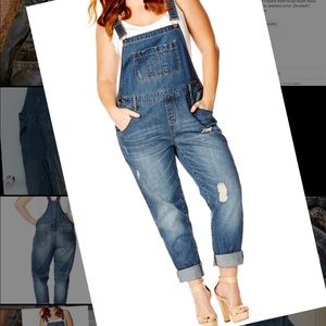 'Over It All' Distressed Denim Overalls CITY CHIC